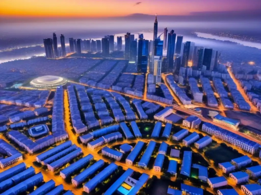 Desarrollo urbano vibrante en África Subsahariana La fascinante evolución urbana en África Subsahariana: arquitectura tradicional y rascacielos modernos se entrelazan en una ciudad vibrante