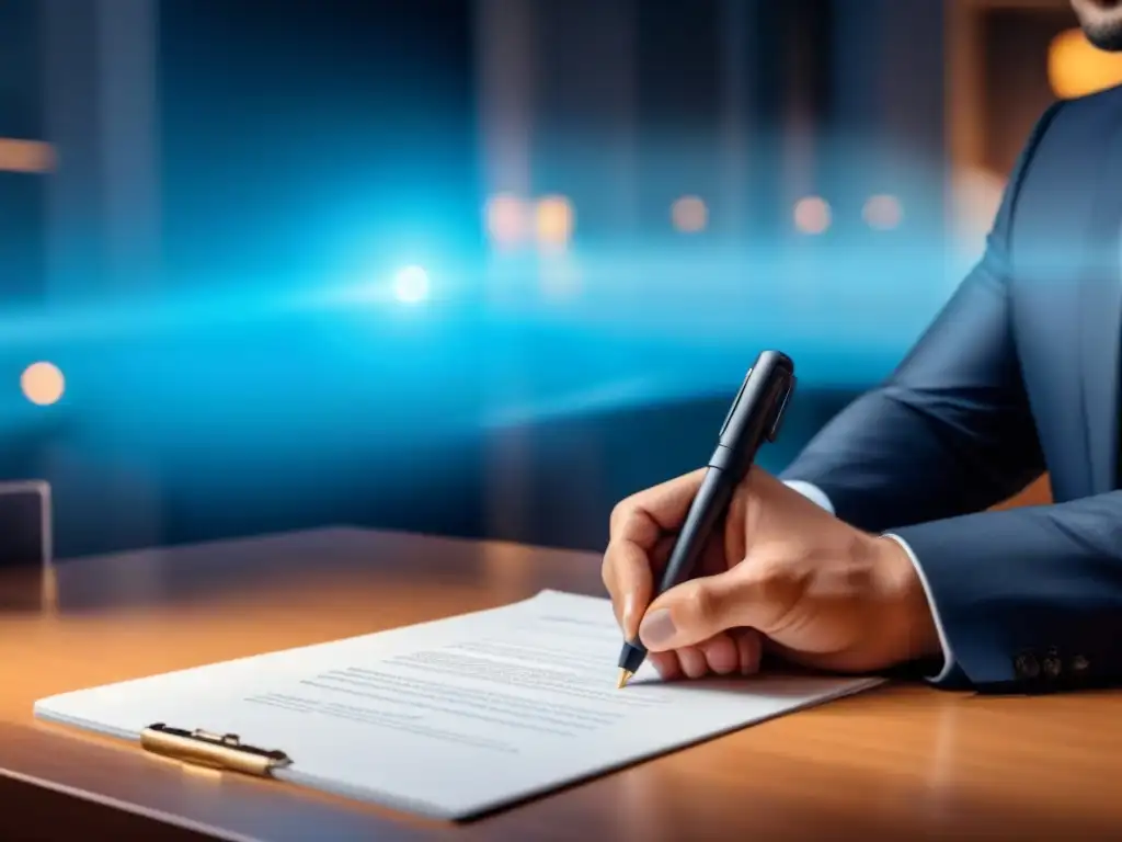 Contrato digital firmado en realidad virtual Firma segura de contrato legal en realidad virtual