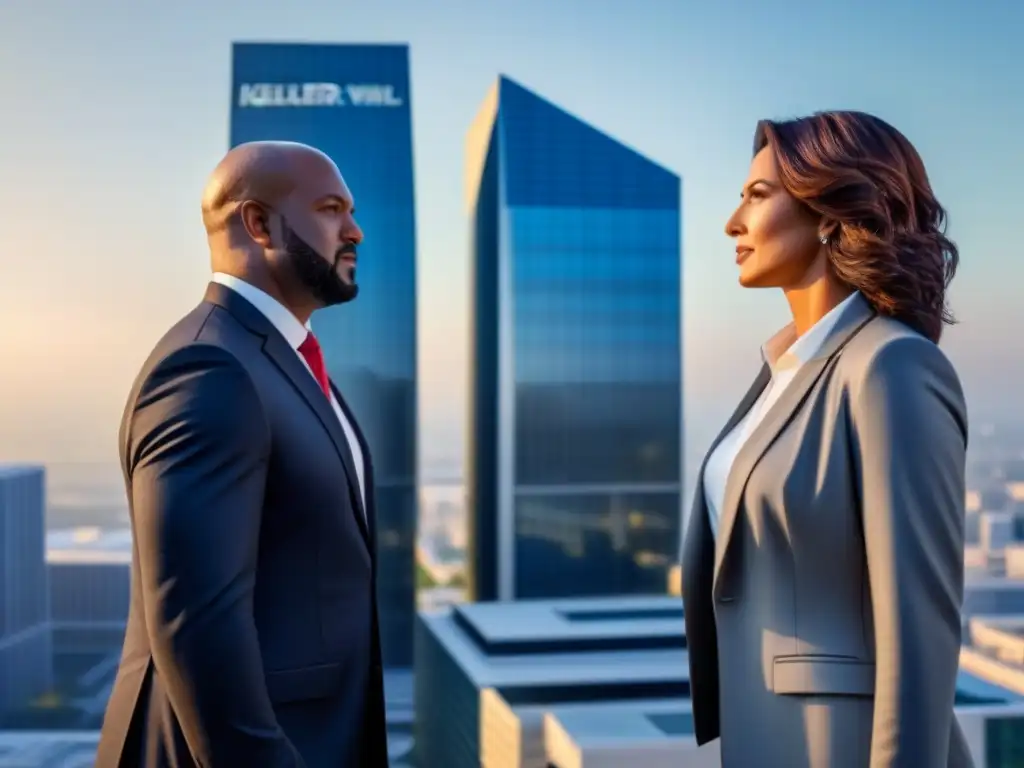Simbiosis inmobiliaria: Fusión Keller Williams y Allen Tate Una fusión arquitectónica futurista de Keller Williams y Allen Tate, simbolizando sinergia y crecimiento en bienes raíces