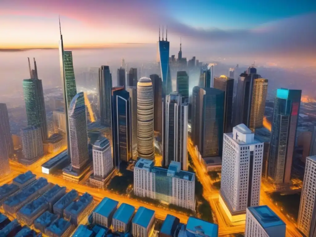 Transformación urbana: fusión de arquitectura moderna y histórica Fusiones en el mercado inmobiliario: Una vista aérea impresionante de una ciudad vibrante, que fusiona arquitectura moderna con histórica