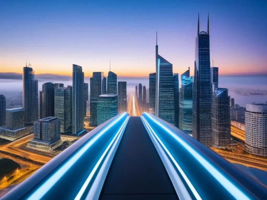 Futurismo accesible: ciudad innovadora en 8k Futurista ciudad accesible con regulaciones accesibilidad mercado inmobiliario