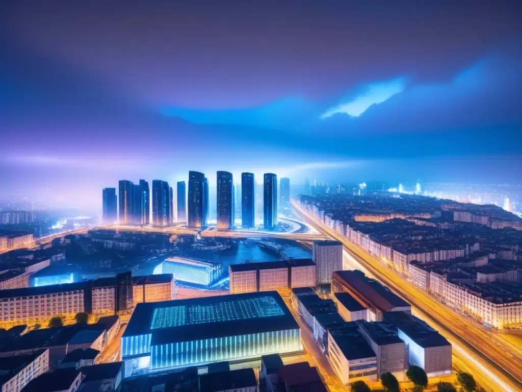 Horizonte futurista en Europa del Este con tecnología blockchain Futurista ciudad europea con blockchain en transacciones inmobiliarias Europa