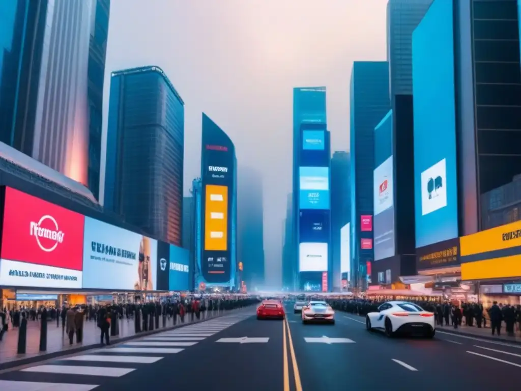 Metrópolis futurista: real estate internacional en 8k ultra detallado Futurista ciudad con rascacielos y vehículos autónomos en un mercado inmobiliario internacional postfusión