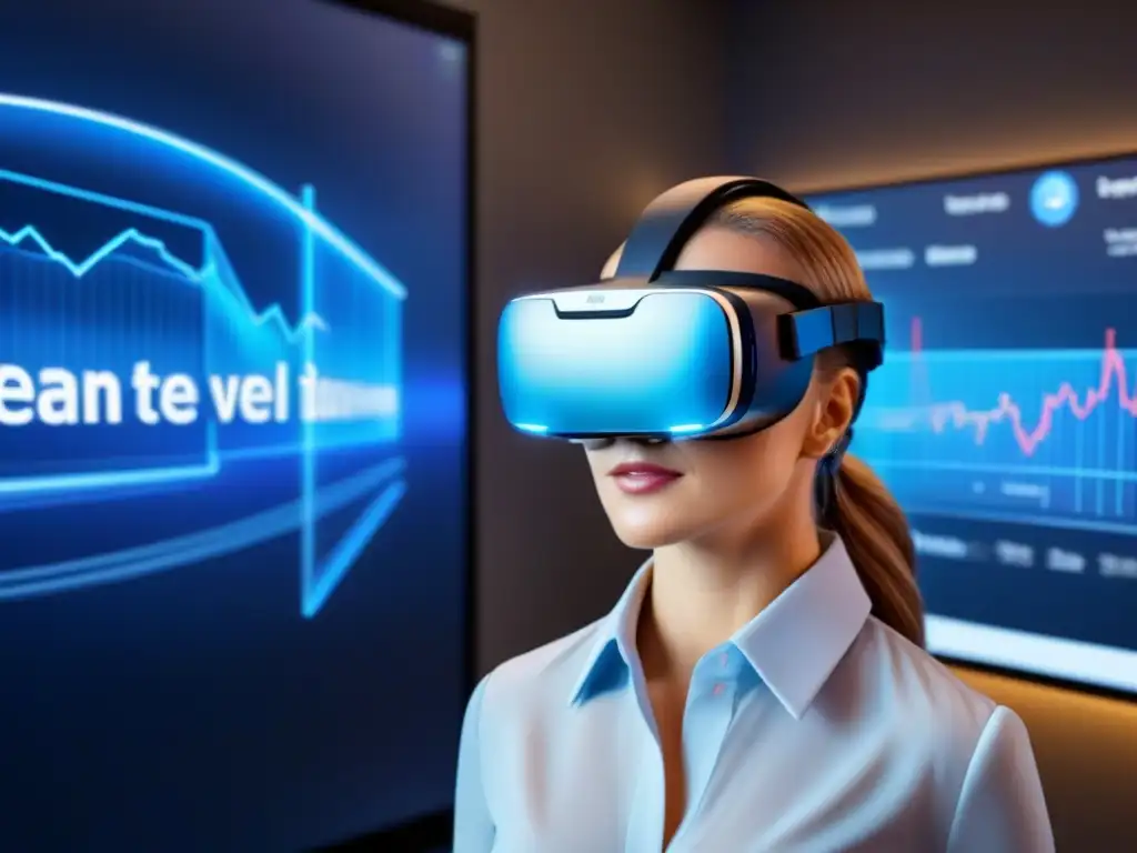 Realidad virtual inmobiliaria futurista en 8K Futurista VR con datos inmobiliarios y herramientas PropTech para agentes inmobiliarios