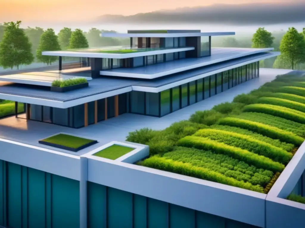 Plan arquitectónico futurista con protección contra desastres naturales Diseño futurista con protección ante desastres naturales en plano arquitectónico