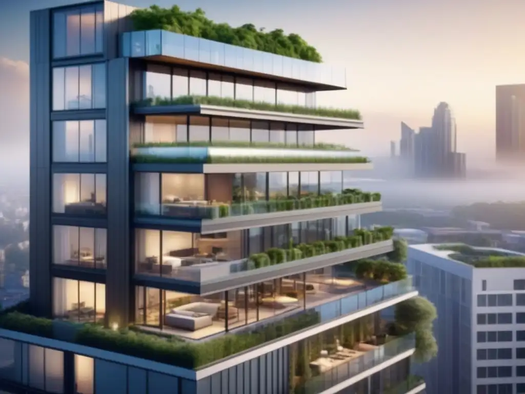 Diseño arquitectónico moderno y sostenible: real estate 8k Futurista diseño de un desarrollo inmobiliario integrado, ideal para invertir en desarrollos inmobiliarios integrados