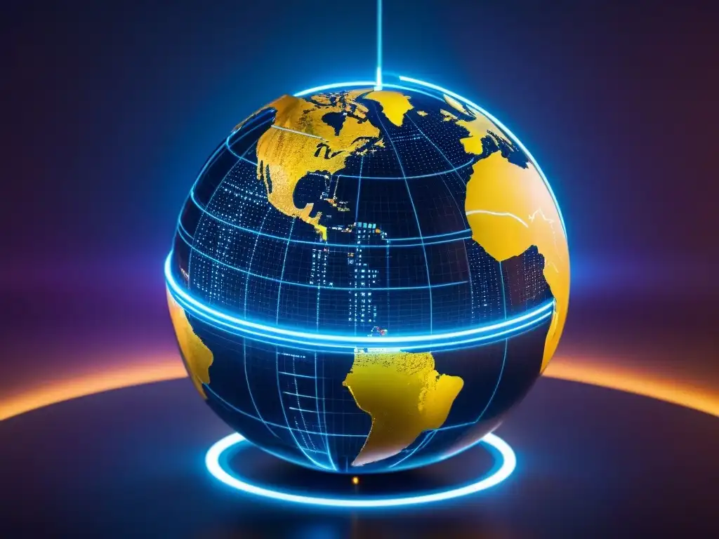Análisis futurista de M&A en mercados emergentes Futurista globo digital rodeado de líneas y gráficos, simbolizando las complejas tendencias M&A en mercados emergentes