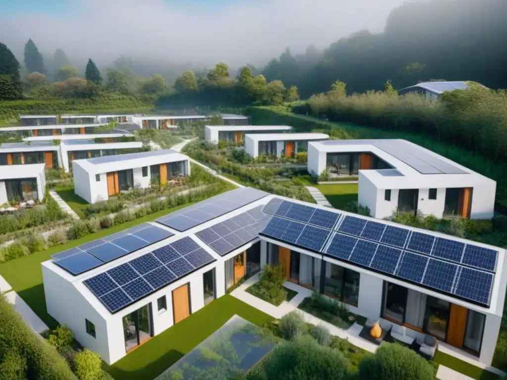 Comunidad ecológica futurista: armonía entre naturaleza y modernidad Futuro cohousing ecoamigable con impacto COVID19, armonía entre naturaleza y modernidad, vida comunitaria vibrante