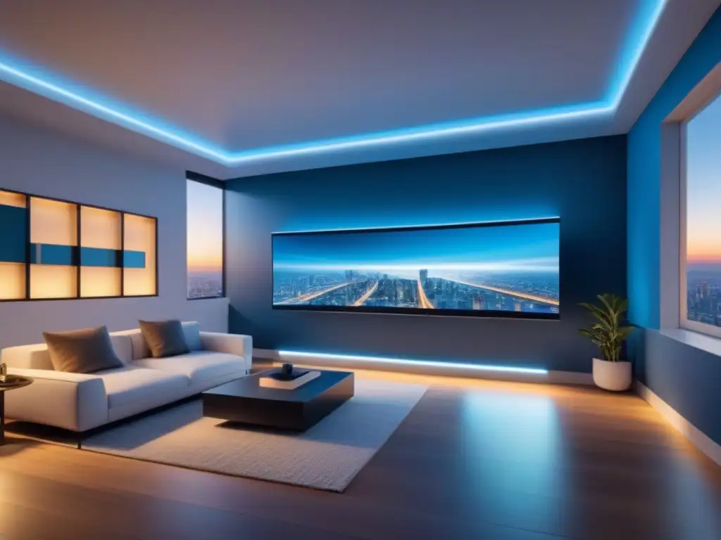 Realidad virtual futurista en apartamento de alta tecnología Un futuro inmobiliario: Realidad Virtual Sector Inmobiliario en un apartamento tecnológico de vanguardia