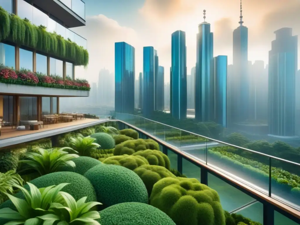 Metrópolis sostenible: visión futurista en 8k Un futuro sostenible con rascacielos verdes y áreas metropolitanas vibrantes
