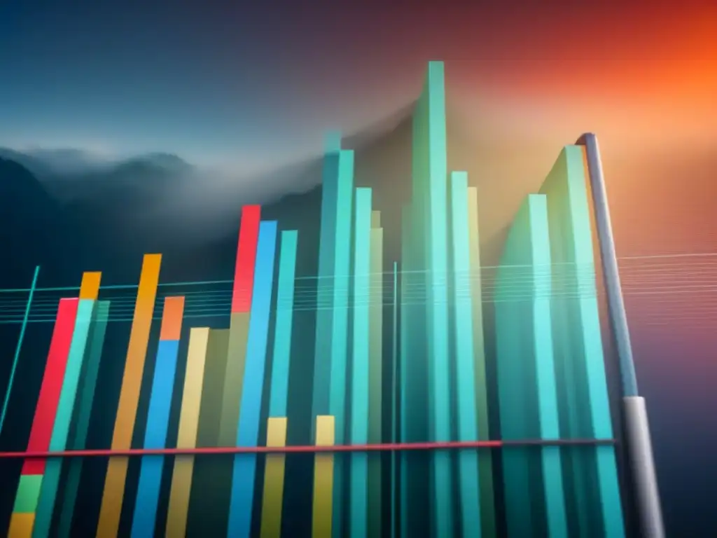 Gráfica 8k de crisis económicas: fluc Gráfico detallado 8k de fluctuación de tasas de interés en crisis inmobiliaria, con diseño moderno y colores distintos por periodo de crisis