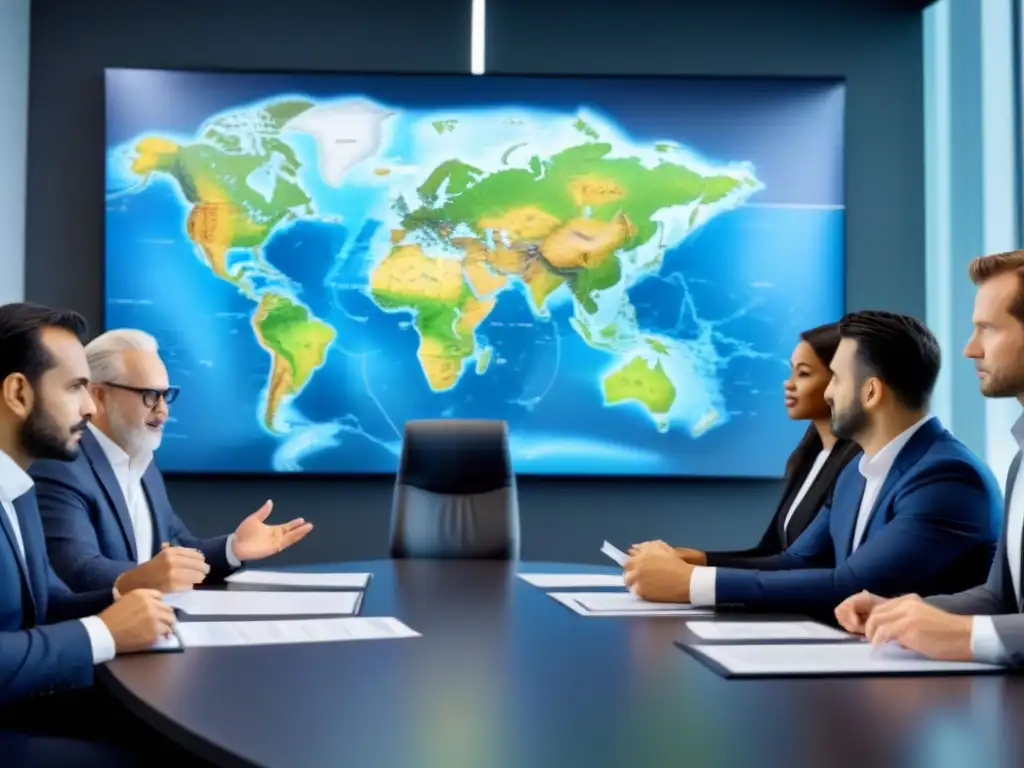 Inversores internacionales analizan REITs en oficina moderna Un grupo diverso de inversores internacionales discute implicaciones legales REITs internacionales en una oficina moderna