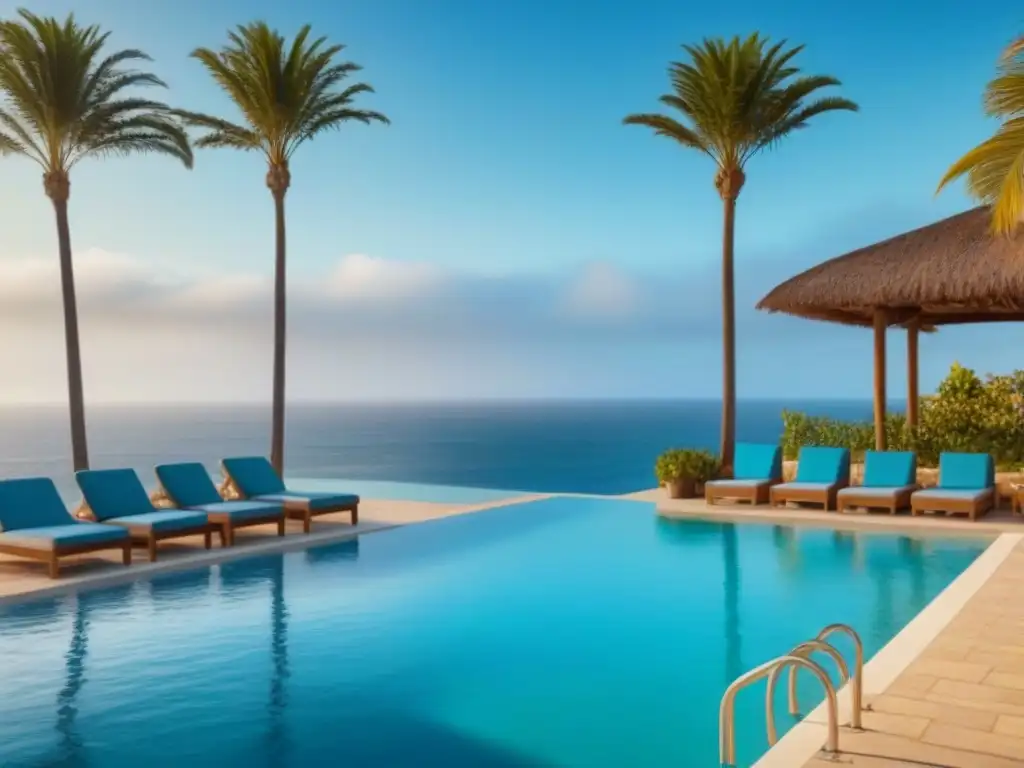 Exclusivo paraíso vacacional: comunidad diversa disfrutando juntos Un grupo diverso disfruta de una lujosa propiedad en tiempo compartido con una piscina y vista al mar