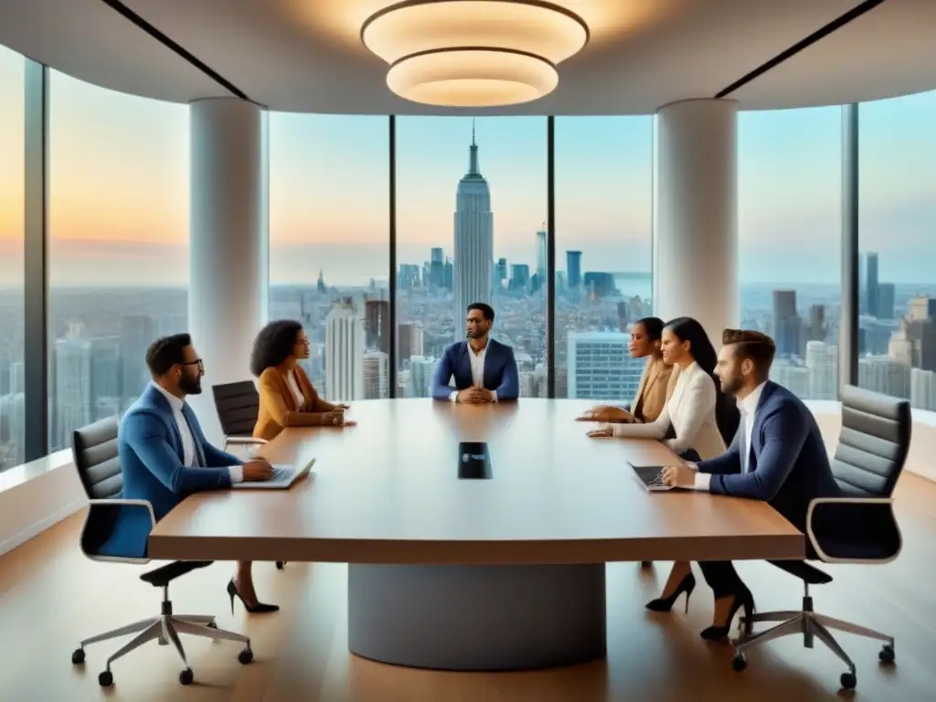 Inversores Millennials en oficina moderna con vista panorámica Grupo de Millennials en una oficina moderna con vista urbana