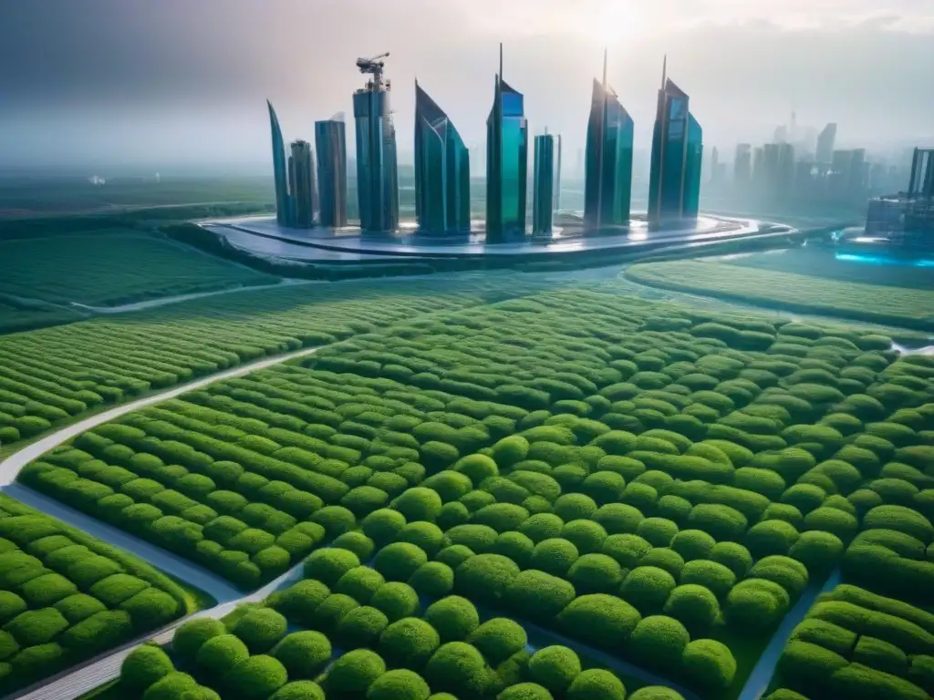 Metrópolis futurista ecoamigable integrada con la naturaleza Hermosa ciudad futurista con Desarrollo inmobiliario resiliente al cambio climático