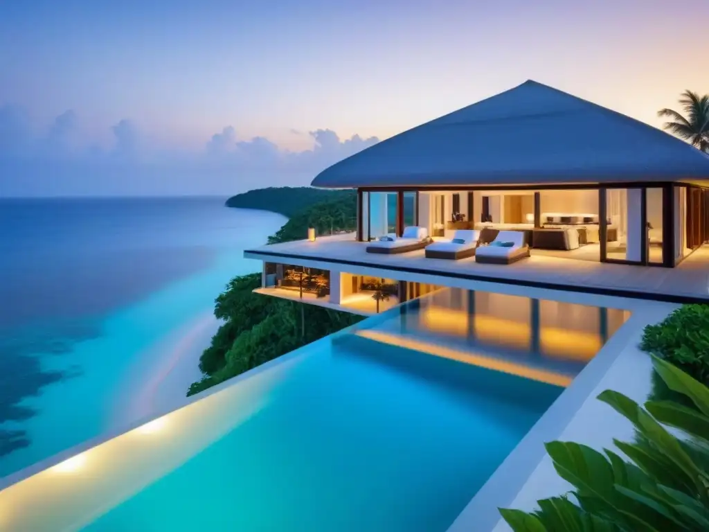 Villa de lujo con piscina infinita y vistas al mar Hermosa villa frente a la playa con piscina infinita privada, integrada a la naturaleza