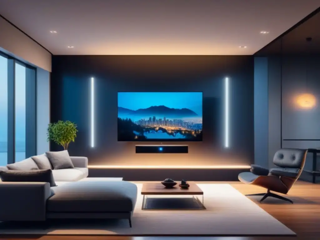 Interior de casa inteligente con sensores de movimiento integrados Un hogar futurista con diseño minimalista y sensores de movimiento inteligentes inmobiliaria