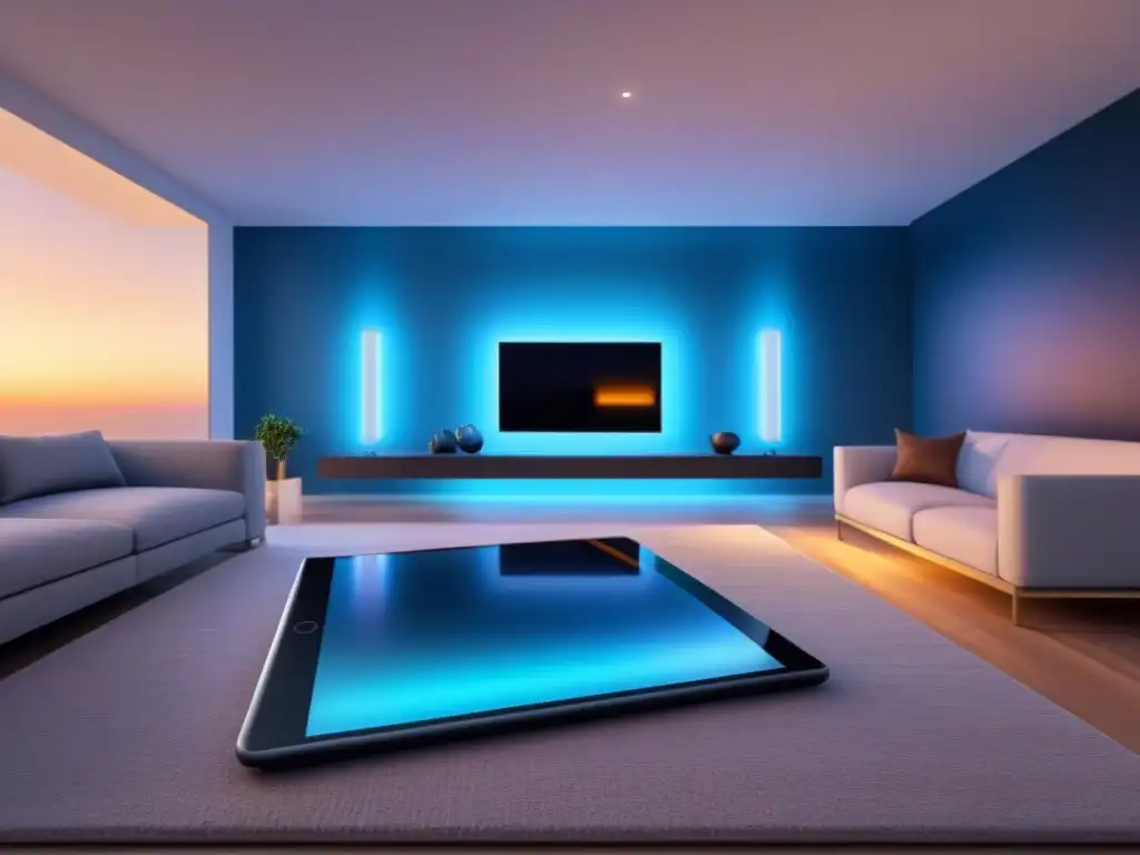 Vivienda inteligente del futuro con IA Un hogar futurista con sistema de gestión inteligente integrado