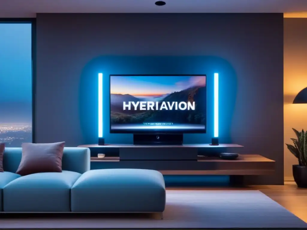 Smart home futurista: lujo y eficiencia tecnológica Un hogar futurista con tecnología IoT e inteligencia artificial integradas, mostrando tendencias inmobiliarias innovadoras