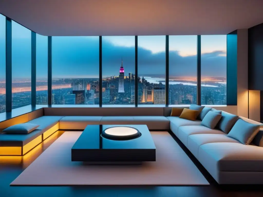 Interior de casa inteligente del futuro con tecnología avanzada Un hogar futurista con tecnologías innovadoras mercado inmobiliario