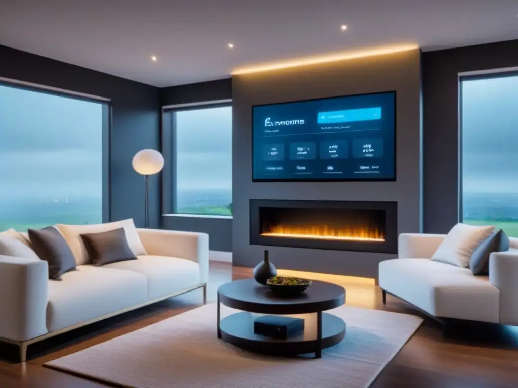 Smart Home Futurista: Automatización Avanzada de Propiedad de Lujo Un hogar del futuro con automatización en valoración de propiedades, destacando lujo y tecnología avanzada