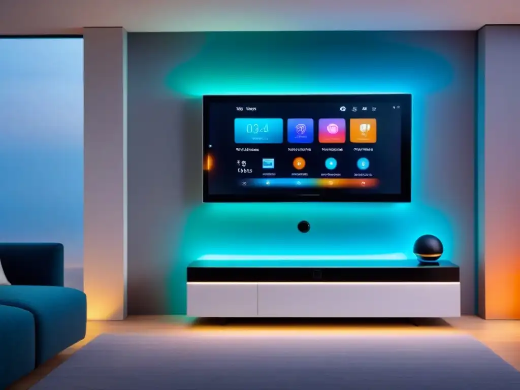 Hogar inteligente futurista: diseño minimalista y tecnología avanzada Un hogar inteligente futurista con diseño minimalista y tecnología integrada