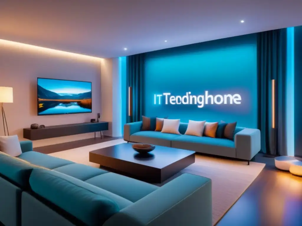 Smart Home Futurista: IoT en la vida diaria Un hogar inteligente futurista con diseño minimalista y tecnología IoT en gestión de propiedades