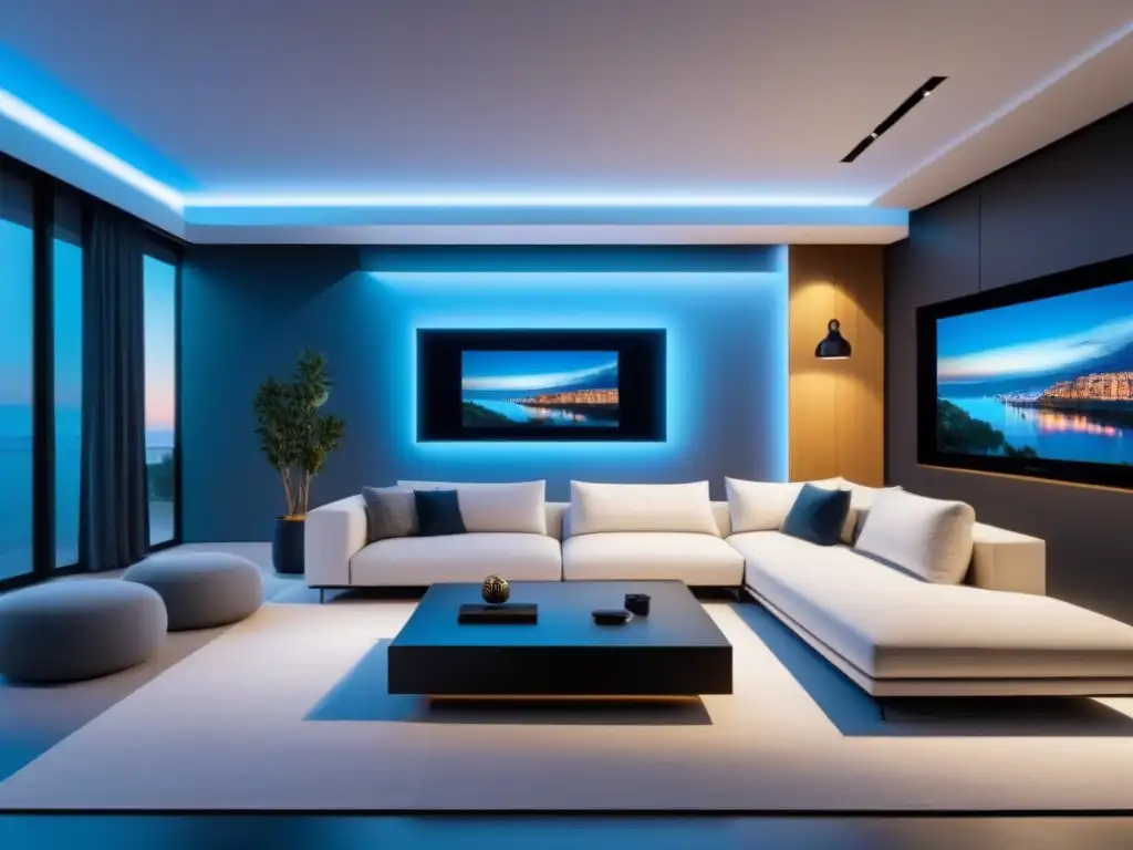Smart Home Futurista 8k: IoT Revoluciona el Hogar Un hogar inteligente futurista con IoT integrado en cada espacio