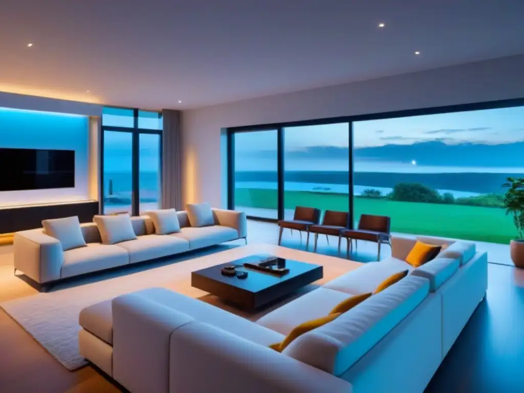 Hogar inteligente del futuro con IoT integrado Un hogar inteligente futurista con diseño minimalista, IoT integrado y eficiencia energética