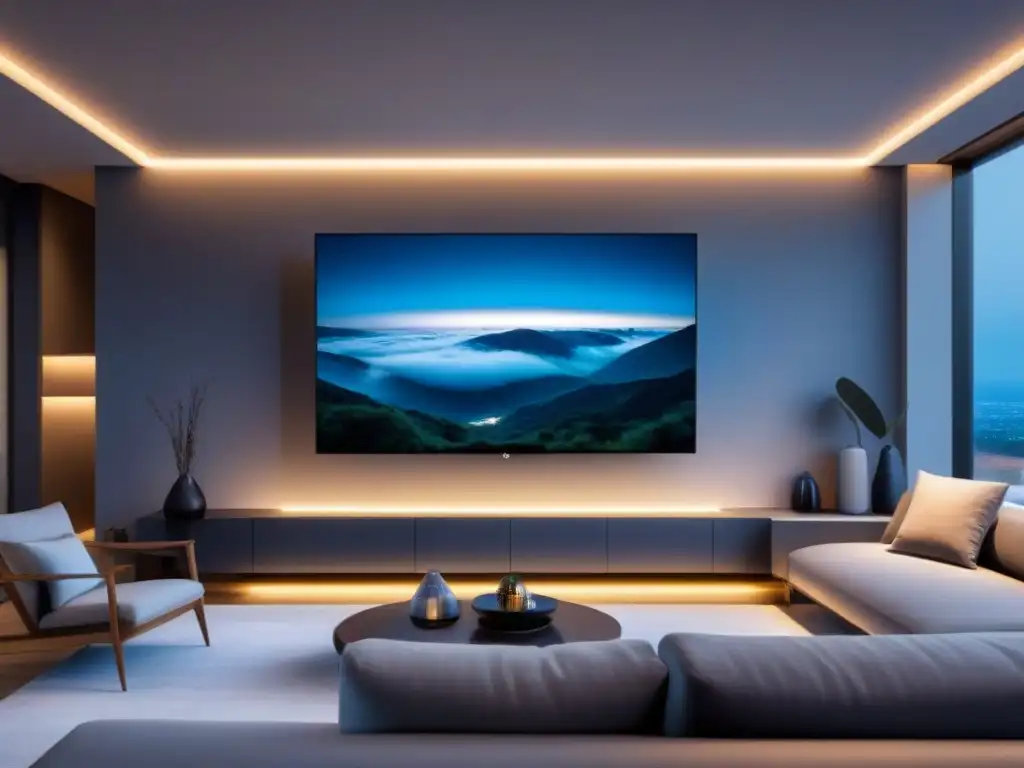 Smart home security: lujo y tecnología Un hogar inteligente futurista con sistema de seguridad integrado, prevención catástrofes bienes raíces