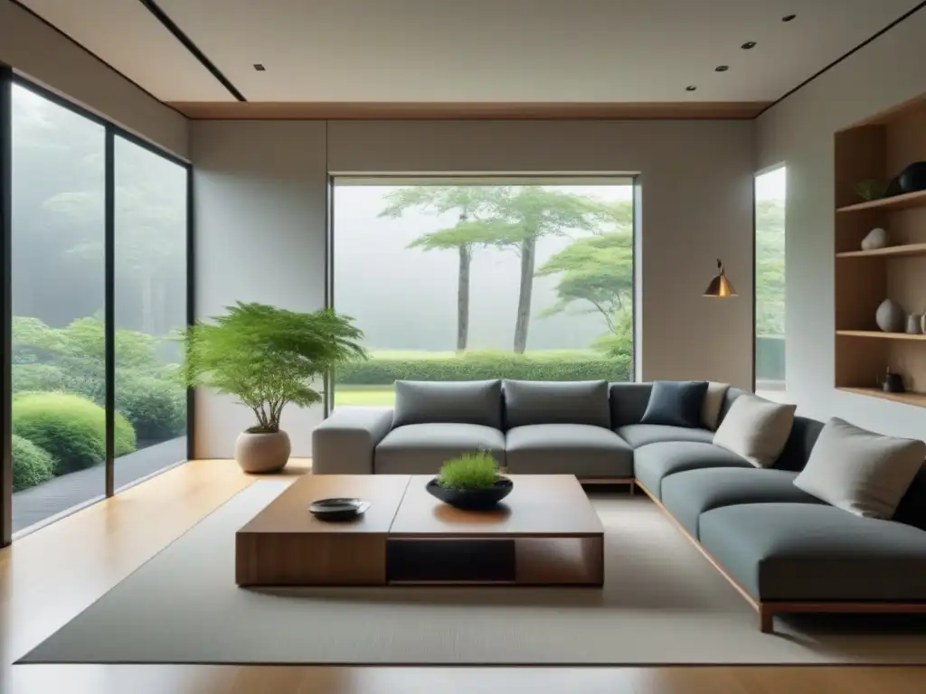 Diseño interior japonés moderno y sereno Un hogar sereno y moderno inspirado en el minimalismo japonés, con diseño residencial global