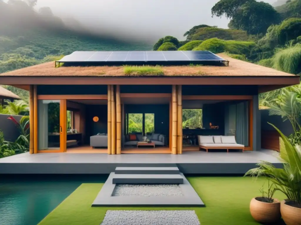 Diseño arquitectónico sostenible con materiales naturales Hogar sostenible con materiales naturales integrados en diseño moderno, reduciendo costos