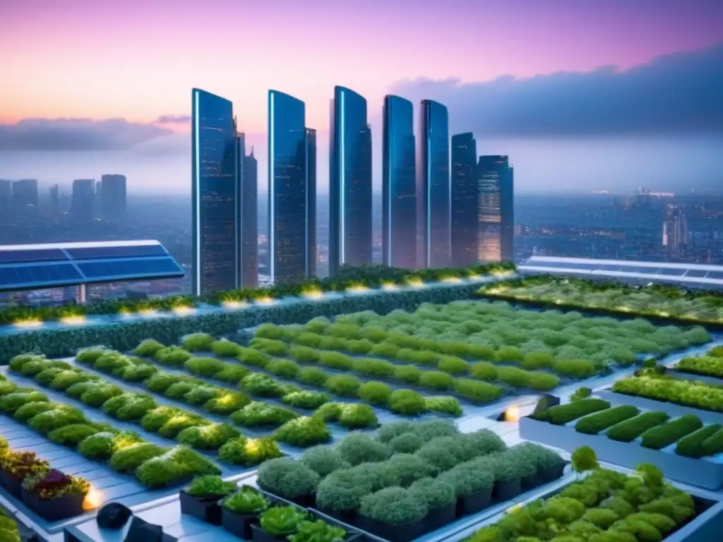 Metrópolis sostenible: innovación y ecología urbana Horizonte urbano futurista sostenible con rascacielos verdes y autos eléctricos en calles arboladas