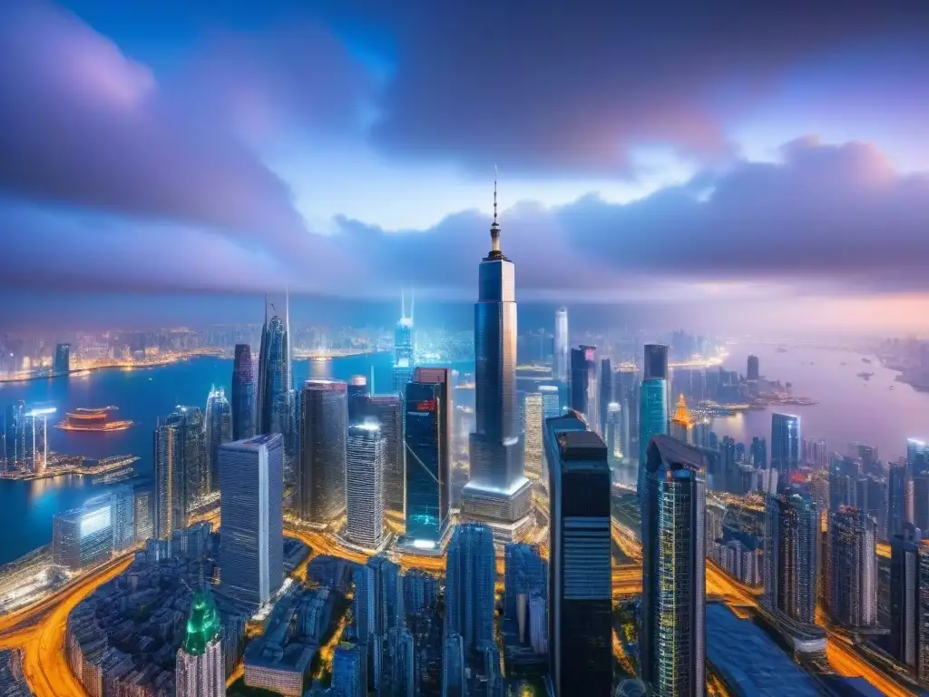 Horizonte global: skyline ultradetallado de ciudades financieras icónicas Un horizonte urbano internacional vibrante y diverso, simbolizando fuerza y diversidad en portafolios de inversión inmobiliaria internacional