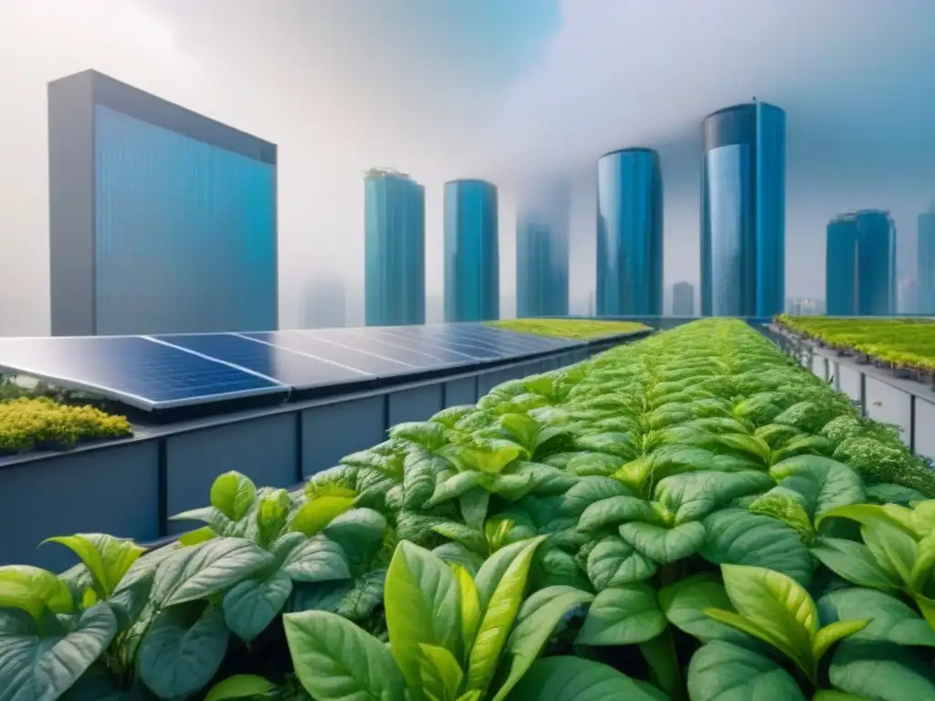 Horizonte sostenible: arquitectura verde en la ciudad moderna Horizonte urbano moderno con rascacielos verdes, integrando incentivos fiscales propiedades sostenibles