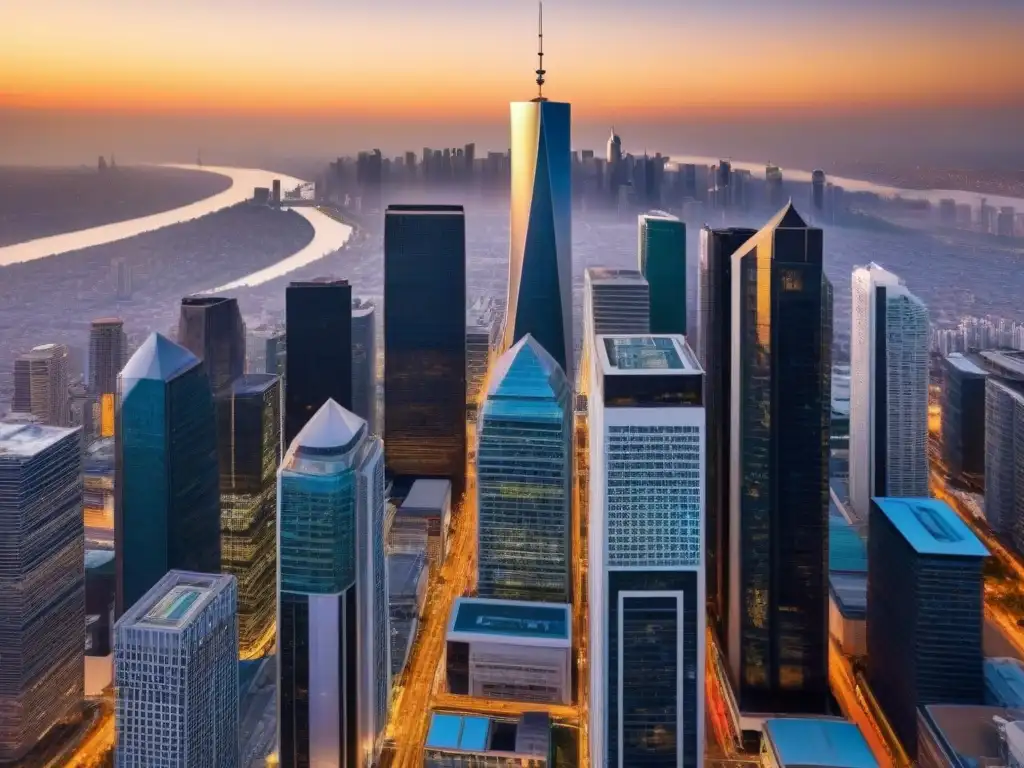 Atardecer vibrante en la metrópolis: impacto de ForRent Un horizonte urbano vibrante reflejando el impacto de la adquisición de ForRent