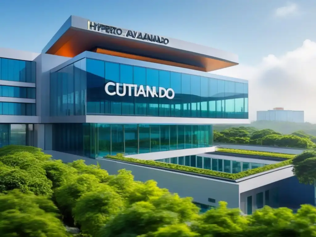 Centro de Salud Avanzado: Hospital Futurista y Natural Un hospital moderno rodeado de naturaleza y tecnología avanzada