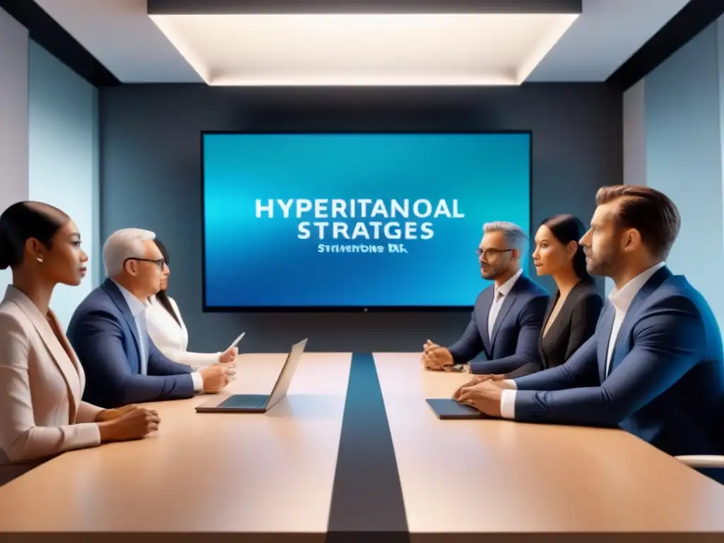 Reunión global de inversionistas: estrategias financieras en detalle Una ilustración detallada de inversores internacionales discutiendo estrategias financieras en una mesa de conferencias virtual, con análisis de riesgos hipotecarios internacionales en tiempo real