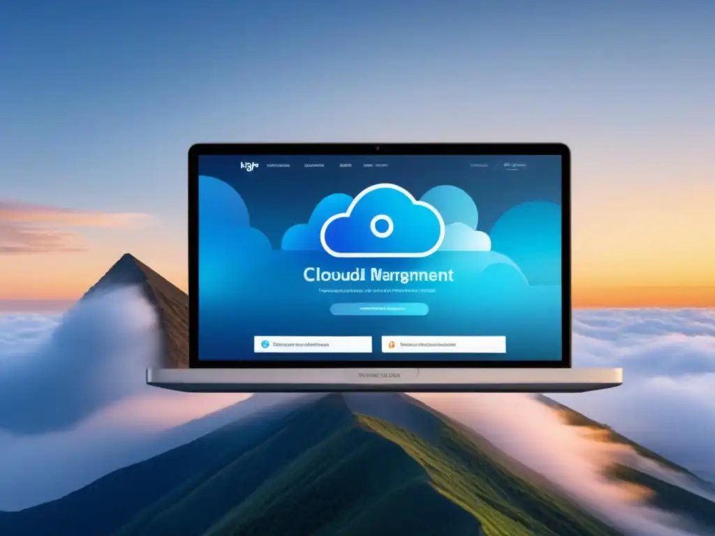Plataforma de gestión inmobiliaria segura y futurista Una ilustración detallada y moderna de una plataforma segura de gestión de propiedades en la nube