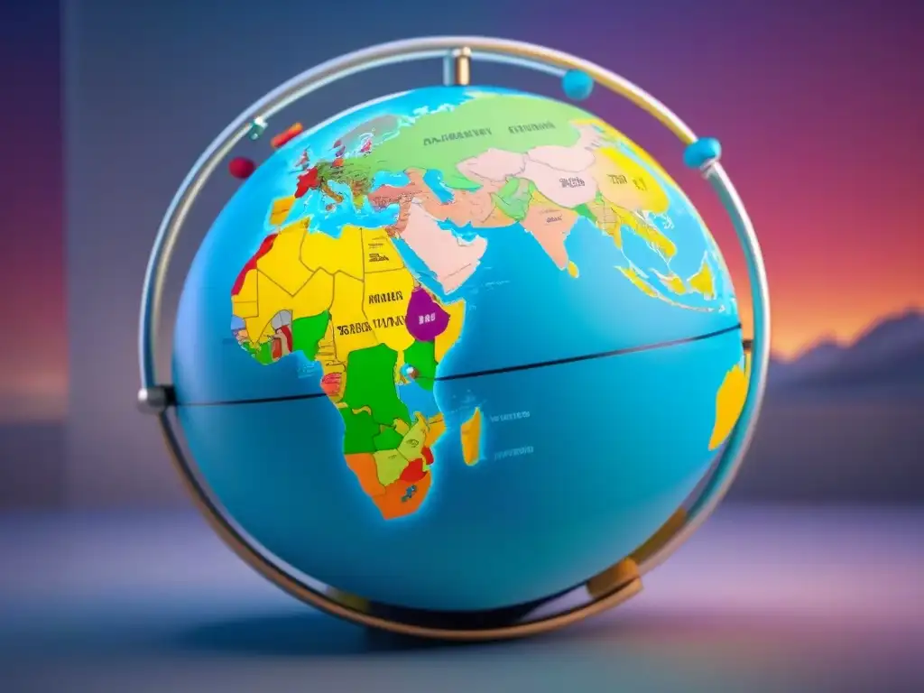 Mapa de riesgos globales: herramientas y datos en un mundo de peligros Una ilustración moderna impactante de un globo rodeado de herramientas detalladas para el análisis de riesgos, con puntos de datos y gráficos entrelazados con marcadores geográficos representando áreas de alto riesgo, todo contra un fondo elegante y futurista que simboliza la complejidad de evaluar