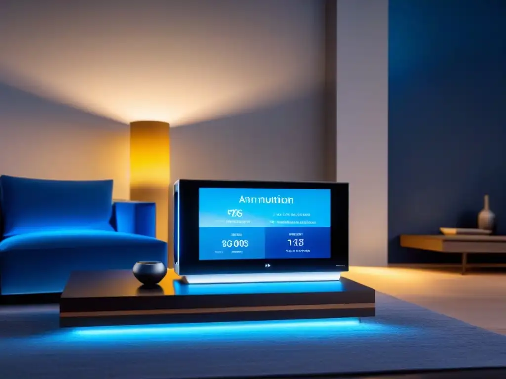 Casa inteligente futurista con sistema de automatización de vanguardia Una imagen de alta tecnología mostrando un sistema de automatización hogar última generación inversores en un ambiente futurista y elegante