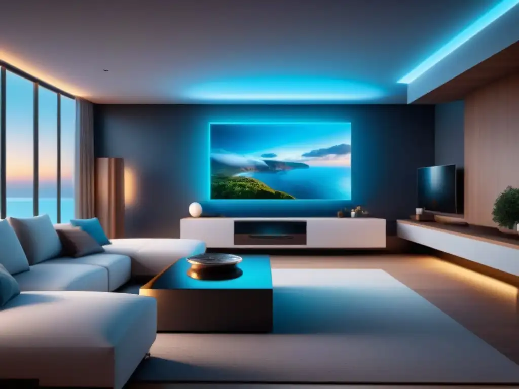 Vacaciones futuristas: Smart Home AI para un escape perfecto Imagen 8k de casa inteligente futurista con IA en mercado inmobiliario