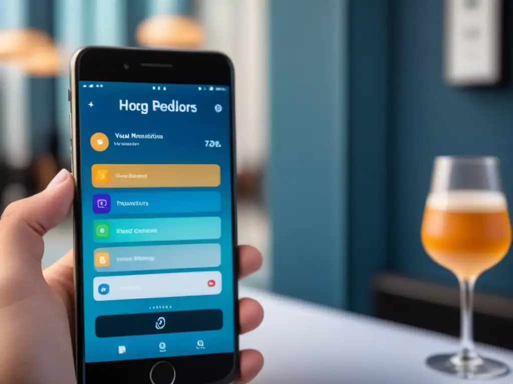 App de gestión de tiempo para hospedajes de lujo Una imagen detallada de un smartphone mostrando una app para mejorar gestión tiempo compartido con tecnología sofisticada y colores profesionales