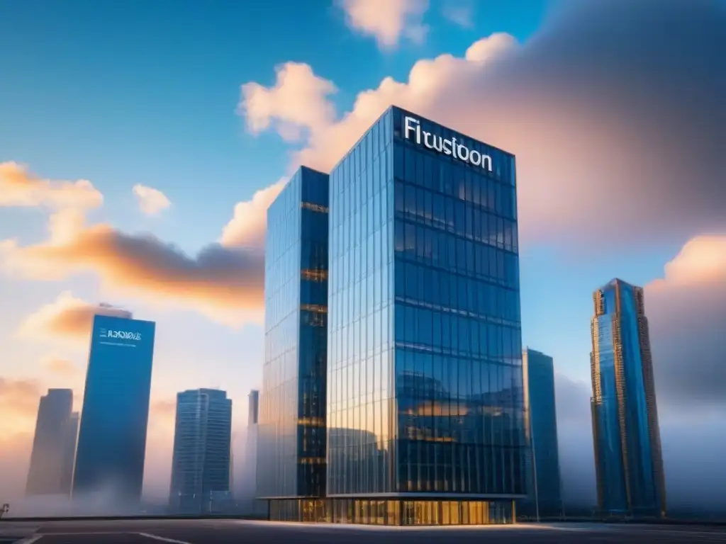 Edificio moderno: Integración tecnología en gestión inmobiliaria Imagen de edificio moderno con cielo nublado, simbolizando la integración de la nube en la gestión inmobiliaria