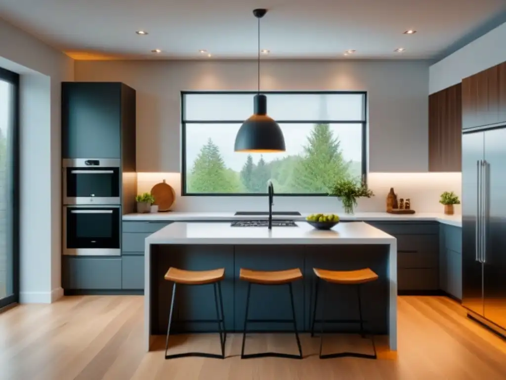 Renovación de cocina moderna con isla de diseño y luz natural Renovación impactante en cocina de alto valor con diseño moderno y elegante