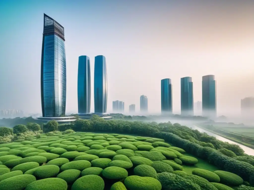 Metrópolis futurista: integración urbana y natural postBrexit Impacto del Brexit en el mercado inmobiliario: una ciudad futurista integrando tecnología ecofriendly y naturaleza en armonía