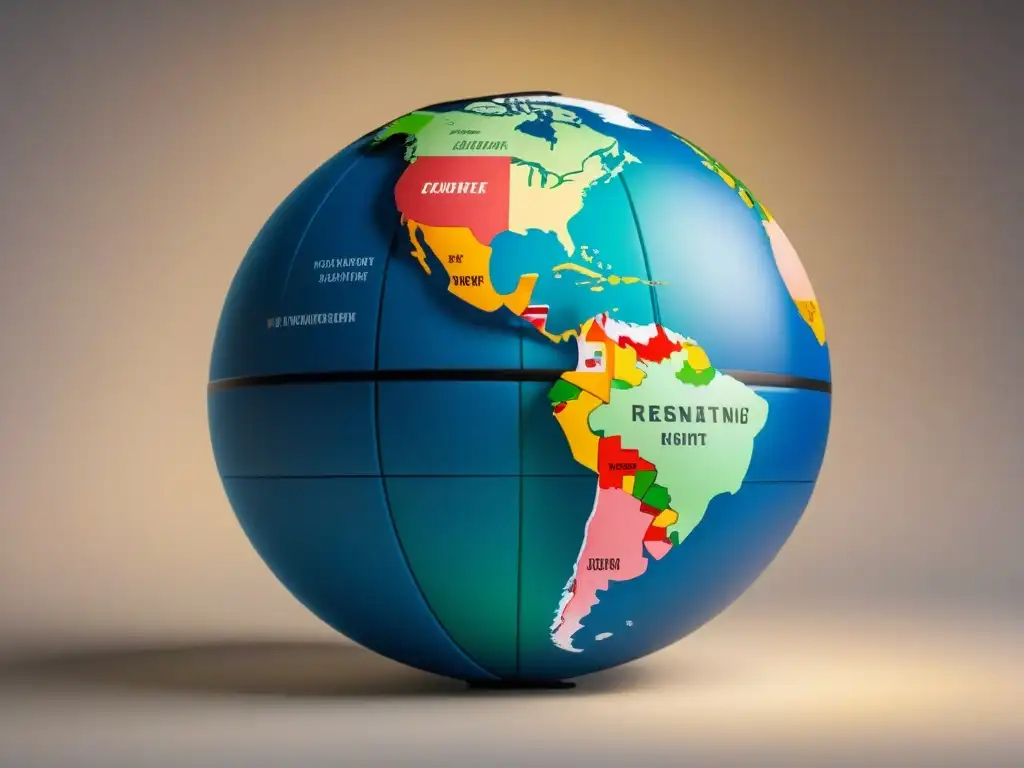 Reformas de derechos de propiedad: un mundo legal interconectado Impacto de cambios en derechos de propiedad a nivel internacional, ilustración detallada de globo terráqueo con documentos legales entrelazados
