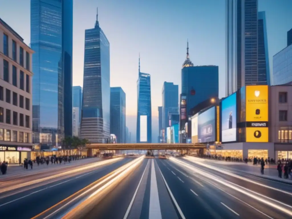 Horizonte urbano vibrante al anochecer: luces y progreso Impacto de desarrollos de infraestructura en la inversión inmobiliaria en una ciudad moderna y vibrante al anochecer