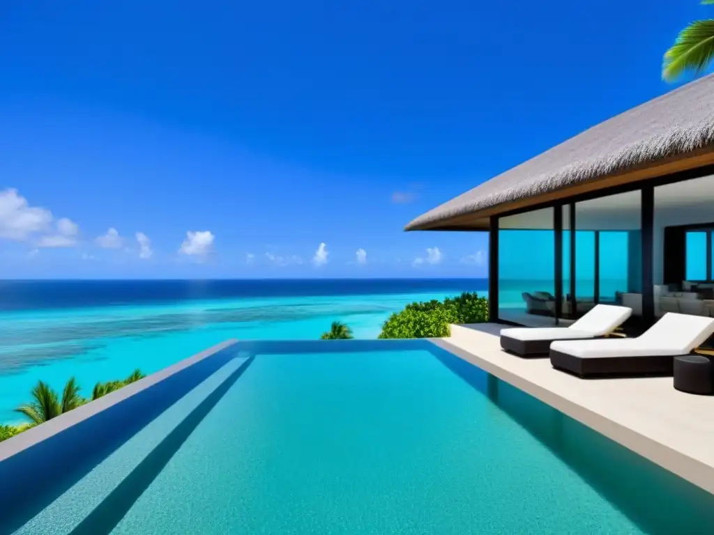 Villa de lujo con vistas al mar y piscina infinita privada Impacto global del mercado inmobiliario vacacional: lujosa propiedad de alquiler frente a la playa con impresionantes vistas y diseño contemporáneo