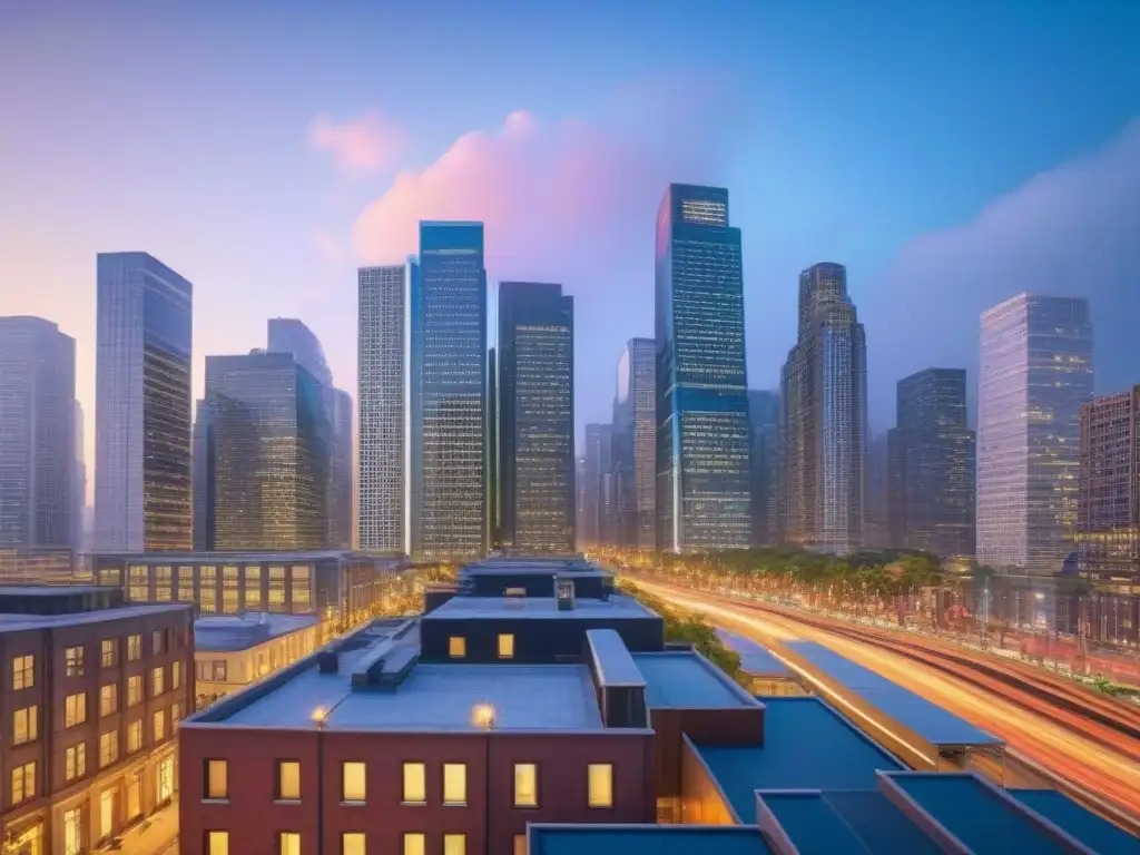Horizonte urbano en crecimiento: impacto de la migración interna en el mercado inmobiliario Impacto de la migración interna en el mercado inmobiliario: ciudad vibrante con diversidad cultural y arquitectura moderna al atardecer